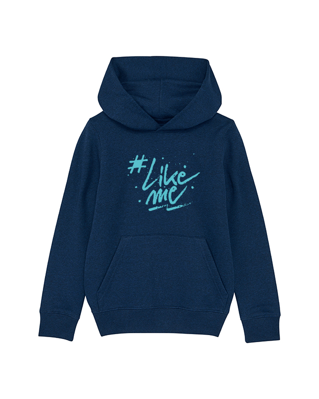 LikeMe Black Heather Blue logo hoody