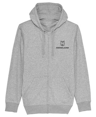 Nerdland - Heather Grey Zip Hoody  'Logo'