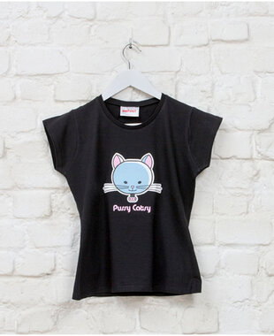 Aaitski! - Black 'Pussy Catsy' Girls T-shirt