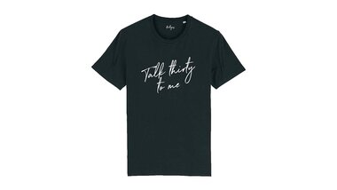 Dertigers - Zwarte T-shirt 'Talk thirty to me'