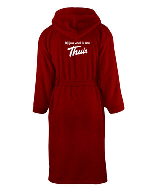 Thuis - Burgundy 'Logo' Badjas met kap