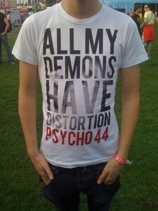 Psycho 44 - White "All My Demons Have Distortion" Unisex T-shirt