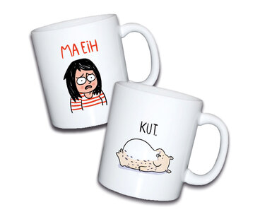 Niet Nu Laura - Koffiemok set "Kut" & "Ma Eih"