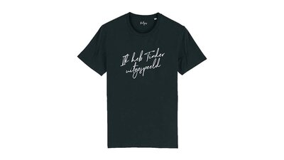 Dertigers - Zwarte T-shirt 'Ik heb Tinder uitgespeeld'