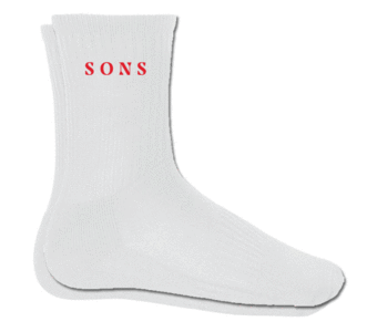 SONS - White "Sons" Socks (Red)