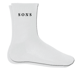 SONS - White "Sons" Socks (Black)
