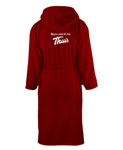 Thuis - Burgundy 'Logo' Badjas met kap